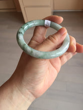 Load image into Gallery viewer, 55.3mm certified 100% natural Type A light green purple with green floating flowers round cut jadeite jade bangle BS110-2523