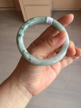 Load image into Gallery viewer, 55.3mm certified 100% natural Type A light green purple with green floating flowers round cut jadeite jade bangle BS110-2523