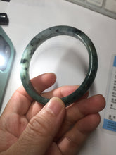 Load image into Gallery viewer, 56.8mm Certified 100% natural Type A oily dark green/gray (老油青) jadeite jade bangle PA78-6284
