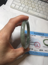 Load image into Gallery viewer, 55.4mm Certified type A 100% Natural  light green gray round cut Jadeite bangle PD36-9589