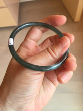 Load image into Gallery viewer, 58.5mm Certified Type A 100% Natural icy watery light green/blue/gray Guatemala slim round cut Jadeite bangle BG94-2498