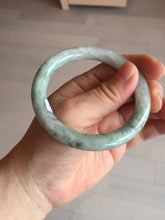 Load image into Gallery viewer, 55.2mm certified 100% natural Type A light green with green floating flowers round cut jadeite jade bangle BS109-2524