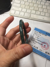 Load image into Gallery viewer, 58.5mm Certified Type A 100% Natural icy watery light green/blue/gray Guatemala slim round cut Jadeite bangle BG94-2498