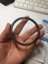 Load image into Gallery viewer, 58.5mm Certified Type A 100% Natural icy watery light green/blue/gray Guatemala slim round cut Jadeite bangle BG94-2498