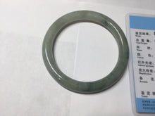 Load image into Gallery viewer, 55.8mm Certified type A 100% Natural  light green gray round cut Jadeite bangle PD38-9582
