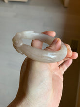 Load image into Gallery viewer, 56mm 100% natural light Pink/black/purple Quartzite (Shetaicui jade) 3D carved Bow knot bangle SY8