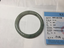 Load image into Gallery viewer, 55.8mm Certified type A 100% Natural  light green gray round cut Jadeite bangle PD38-9582