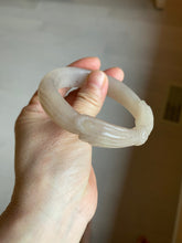 Load image into Gallery viewer, 56mm 100% natural light Pink/black/purple Quartzite (Shetaicui jade) 3D carved Bow knot bangle SY8
