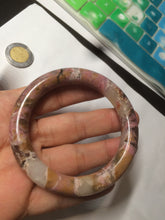 Load image into Gallery viewer, 52.3mm 100% natural pink/golden round cut rose stone (Rhodonite)bangle XY78