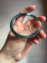 Load image into Gallery viewer, 56mm Certified Type A 100% Natural dark green/blue/gray Guatemala slim round cut Jadeite bangle BP197-2078