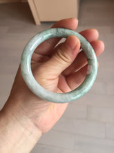 Load image into Gallery viewer, 55.2mm certified 100% natural Type A light green with green floating flowers round cut jadeite jade bangle BS109-2524