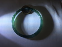Load image into Gallery viewer, 58.5mm Certified Type A 100% Natural icy watery light green/blue/gray Guatemala slim round cut Jadeite bangle BG94-2498