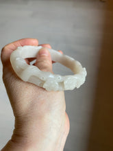 Load image into Gallery viewer, 62.3mm 100% natural pale pink/white carved Plum blossoms Quartzite (Shetaicui jade) bangle SY7