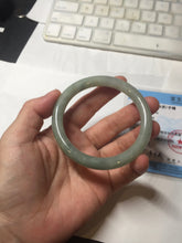 Load image into Gallery viewer, 55.8mm Certified type A 100% Natural  light green gray round cut Jadeite bangle PD38-9582