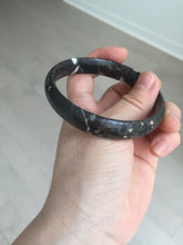 Load image into Gallery viewer, 59.5mm 100% natural black background with white/yellow/red flowers Plum blossom Jade(梅花玉) bangle SY98-5