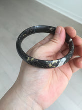 Load image into Gallery viewer, 59.5mm 100% natural black background with white/yellow/red flowers Plum blossom Jade(梅花玉) bangle SY98-5