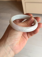 Load image into Gallery viewer, 53mm 100% natural light green purple white oval jadeite jade bangle BF128