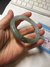 Load image into Gallery viewer, 56.8mm Certified 100% natural Type A icy watery oily dark green/gray(淡油青) jadeite jade bangle PB174-0353