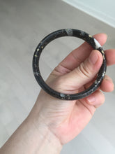 Load image into Gallery viewer, 59.5mm 100% natural black background with white/yellow/red flowers Plum blossom Jade(梅花玉) bangle SY98-5