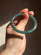 Load image into Gallery viewer, 50.5mm Certified Type A 100% Natural dark green/blue/gray Guatemala slim round cut oval Jadeite bangle BP196-2470