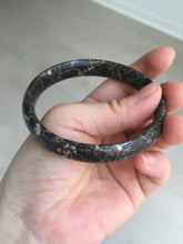 Load image into Gallery viewer, 59.5mm 100% natural black background with white/yellow/red flowers Plum blossom Jade(梅花玉) bangle SY98-6