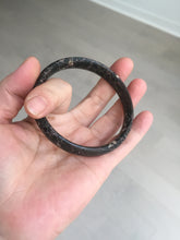 Load image into Gallery viewer, 59.5mm 100% natural black background with white/yellow/red flowers Plum blossom Jade(梅花玉) bangle SY98-6