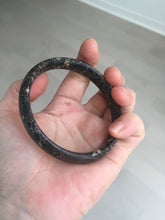 Load image into Gallery viewer, 59.5mm 100% natural black background with white/yellow/red flowers Plum blossom Jade(梅花玉) bangle SY98-6