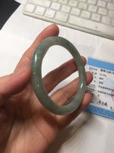Load image into Gallery viewer, 55.8mm Certified type A 100% Natural  light green gray round cut Jadeite bangle PD40-9581