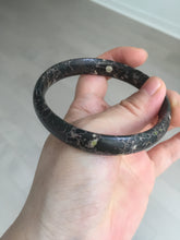 Load image into Gallery viewer, 59.5mm 100% natural black background with white/yellow/red flowers Plum blossom Jade(梅花玉) bangle SY98-6