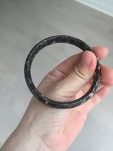 Load image into Gallery viewer, 59.5mm 100% natural black background with white/yellow/red flowers Plum blossom Jade(梅花玉) bangle SY98-6