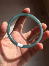 Load image into Gallery viewer, 59.5mm Certified Type A 100% Natural dark green/blue/gray Guatemala slim round cut Jadeite bangle BP194-2462
