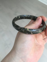 Load image into Gallery viewer, 59.5mm 100% natural black background with white/yellow/red flowers Plum blossom Jade(梅花玉) bangle SY98-7