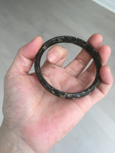 Load image into Gallery viewer, 59.5mm 100% natural black background with white/yellow/red flowers Plum blossom Jade(梅花玉) bangle SY98-7