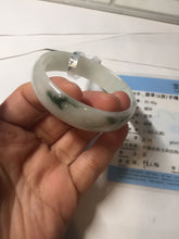 Load image into Gallery viewer, 52.5mm Certificated  Type A100% green/white thin Jadeite Jade bangle F10-1164