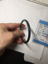 Load image into Gallery viewer, 57mm Certified Type A 100% Natural icy watery light green/blue/gray with flying snow Guatemala slim round cut Jadeite bangle BG197-2487