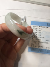 Load image into Gallery viewer, 52.5mm Certificated  Type A100% green/white thin Jadeite Jade bangle F10-1164