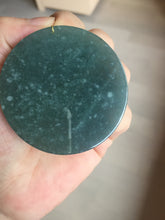 Load image into Gallery viewer, 51.8mm 100% natural blue/black/gray with fly snow Guatemala  jadeite jade Guanyin (观音) safe and sound pendant/worry stone/decor BK111