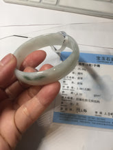 Load image into Gallery viewer, 52.5mm Certificated  Type A100% green/white thin Jadeite Jade bangle F10-1164