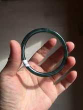 Load image into Gallery viewer, 56.5mm Certified Type A 100% Natural dark green/blue/gray Guatemala slim round cut Jadeite bangle BP193-2452