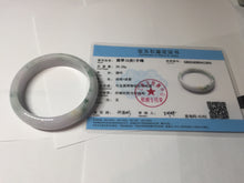 Load image into Gallery viewer, 55.3mm certified Type A 100% Natural light purple with green floating flowers Jadeite Jade bangle AU9-1264