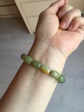 Load image into Gallery viewer, 100% Natural 12x9mm green/yellow olives shape nephriteJade bead bracelet group HE92