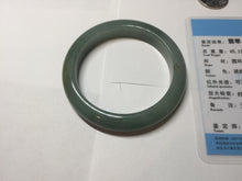 Load image into Gallery viewer, 53.2mm certified type A 100% Natural dark green/gray/yellow Jadeite Jade bangle AF96-7577