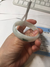 Load image into Gallery viewer, 52.5mm Certificated  Type A100% green/white thin Jadeite Jade bangle F10-1164