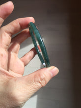 Load image into Gallery viewer, 56.5mm Certified Type A 100% Natural dark green/blue/gray Guatemala slim round cut Jadeite bangle BP193-2452