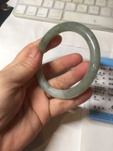 Load image into Gallery viewer, 55.5mm Certified type A 100% Natural  light green gray round cut Jadeite bangle PD41-9580