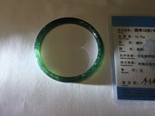 Load image into Gallery viewer, 57mm Certified Type A 100% Natural icy watery light green/blue/gray with flying snow Guatemala slim round cut Jadeite bangle BG197-2487