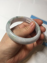 Load image into Gallery viewer, 55.3mm certified Type A 100% Natural light purple with green floating flowers Jadeite Jade bangle AU9-1264
