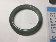 Load image into Gallery viewer, 53.2mm certified type A 100% Natural dark green/gray/yellow Jadeite Jade bangle AF96-7577