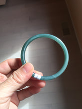 Load image into Gallery viewer, 59.3mm Certified Type A 100% Natural dark green/blue/gray Guatemala slim round cut Jadeite bangle BP192-2456