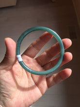 Load image into Gallery viewer, 59.3mm Certified Type A 100% Natural dark green/blue/gray Guatemala slim round cut Jadeite bangle BP192-2456
